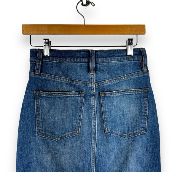 J Crew Jeans Button Front Denim Knee Length Skirt, Medium Wash, Size 24/00 - Picture 9 of 10